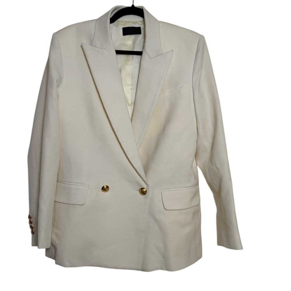 Nili Lotan White Wool Blazer W/ Gold Buttons